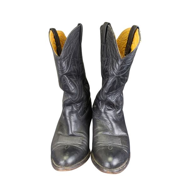 Nocona Black Leather Cowboy Boots Western Men's Size 9.5D 02639 - Picture 3 of 7